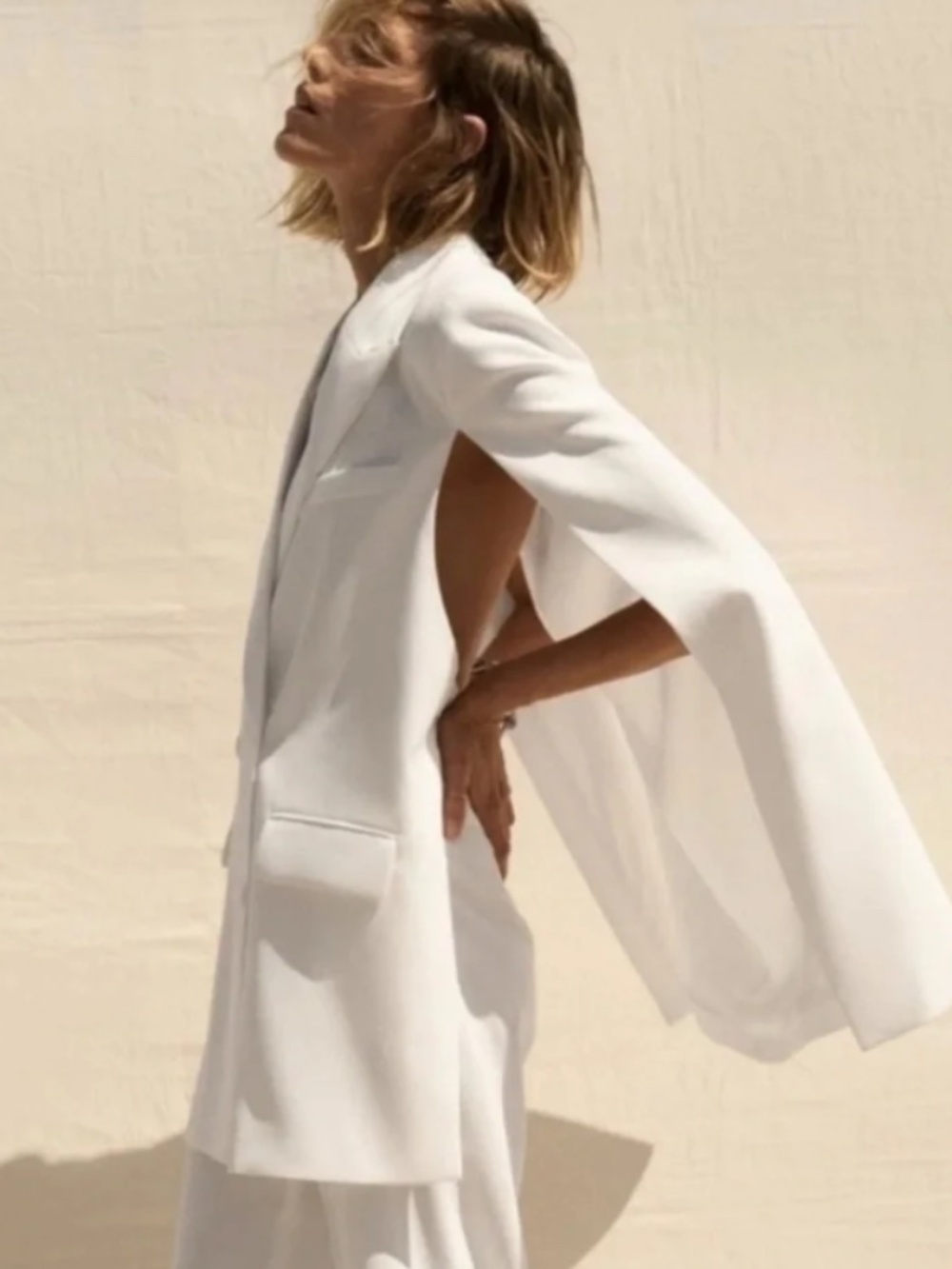Zara White double breasted Cape/Blazer, XL, GP1611 - Picture 3 of 13